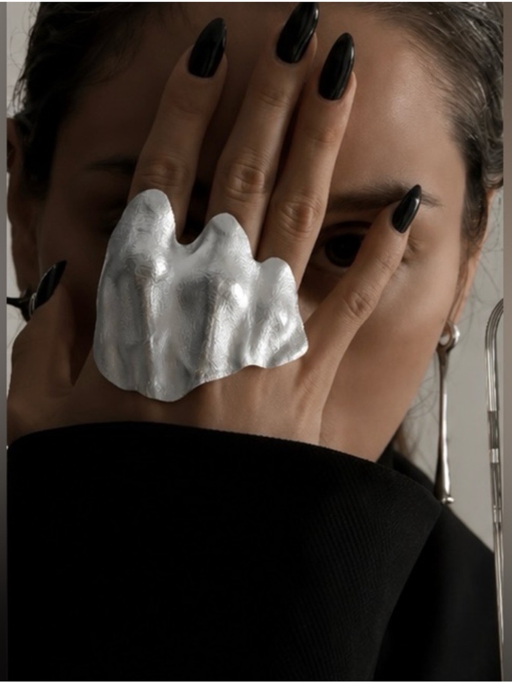 Oversized Sculptural Statement Ring Abstract Chunky Modern Jewelry